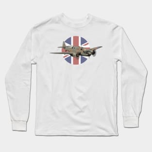 Bristol Beaufort British WW2 Airplane with Flag Long Sleeve T-Shirt